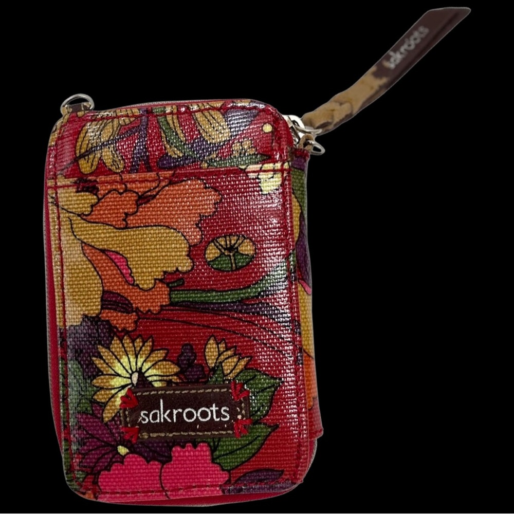 SakRoots wallet/wristlet/phone holder- Red Tropics Floral